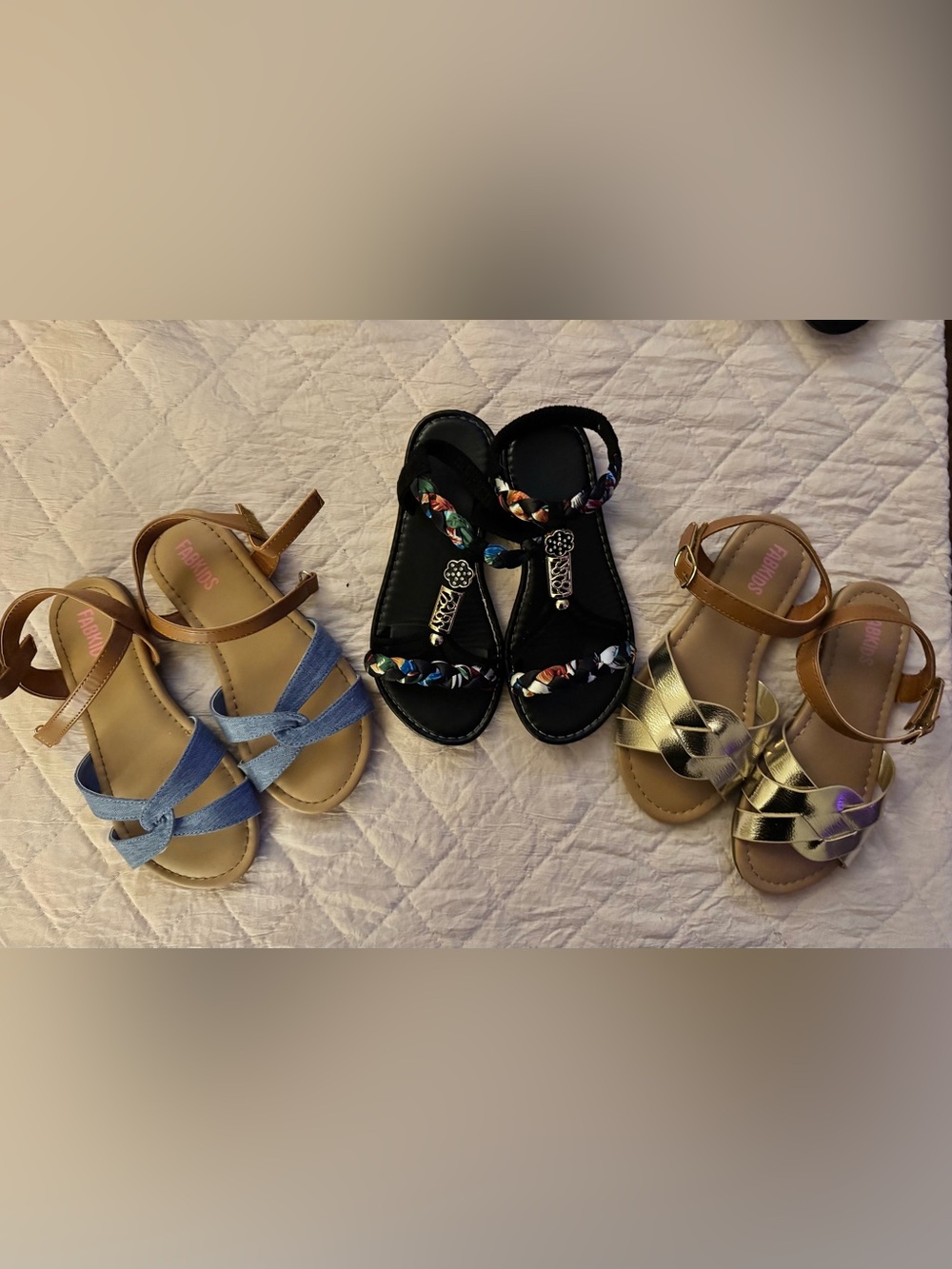 fabkids set of 3 girls sandals